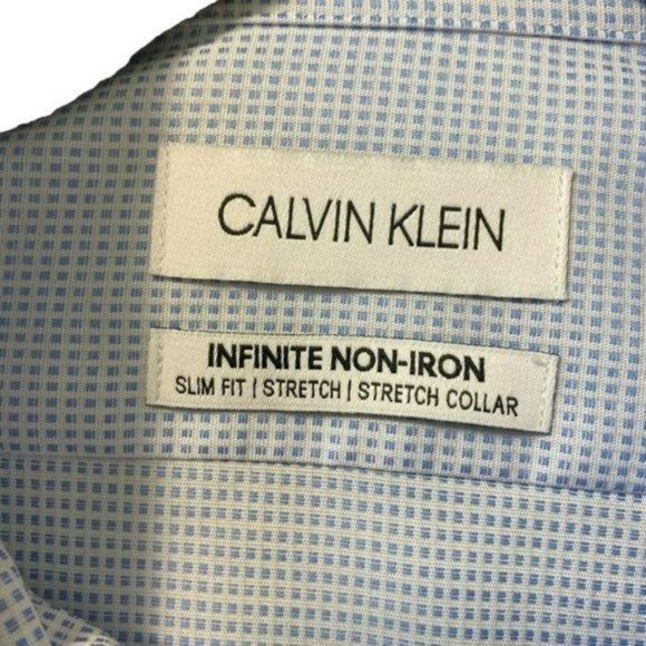 Calvin Klein Men's Long Sleeve Formal Shirt  Blue Strech Collar  Non-Iro Medium - Picture 5 of 16